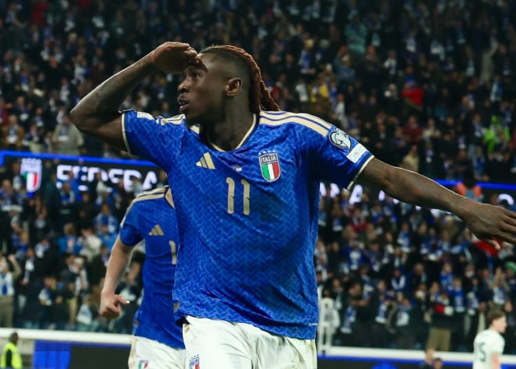 Moise Kean. Compte officiel de l'équipe nationale d'Italie sur X
