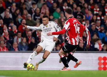 Kylian Mbappé face à l'Athletic Bilbao. Source photo : site officiel du Real Madrid