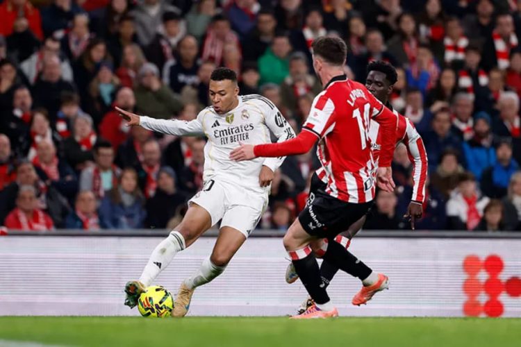 Kylian Mbappé face à l'Athletic Bilbao. Source photo : site officiel du Real Madrid