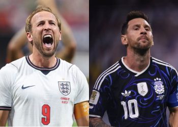 Harry Kane et Lionel Messi. Source photo : pages officielles des équipes de l'Angleterre et de l'Argentine sur Facebook