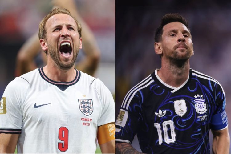 Harry Kane et Lionel Messi. Source photo : pages officielles des équipes de l'Angleterre et de l'Argentine sur Facebook