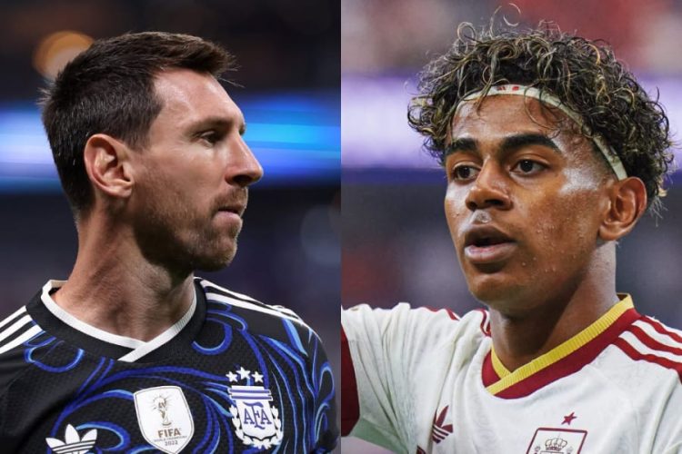 Lionel Messi et Lamine Yamal. Source photo : pages officielles des équipes de l'Espagne et de l'Argentine sur Facebook
