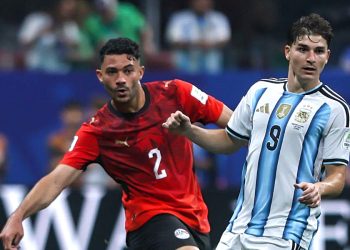 Yasser Ibrahim (2), auteur du premier but égyptien face à l'Argentine